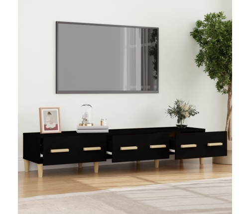 vidaXL Mueble de TV madera contrachapada negro 150x34,5x30 cm