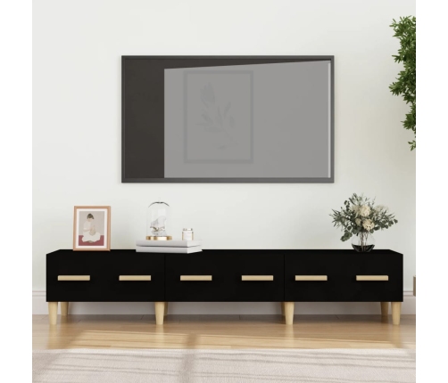 vidaXL Mueble de TV madera contrachapada negro 150x34,5x30 cm