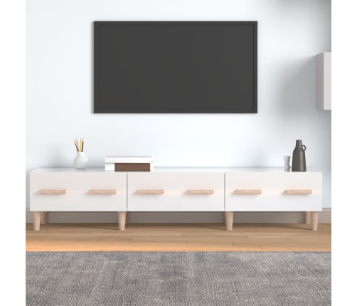 vidaXL Mueble de TV madera contrachapada blanco brillo 150x34,5x30 cm