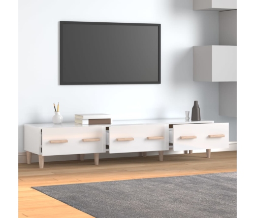 vidaXL Mueble de TV madera contrachapada blanco brillo 150x34,5x30 cm