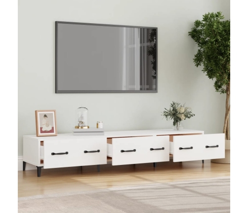 Mueble de TV madera contrachapada blanco 150x34,5x30 cm