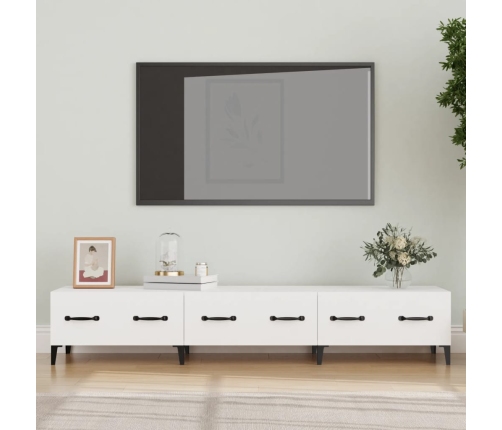 Mueble de TV madera contrachapada blanco 150x34,5x30 cm