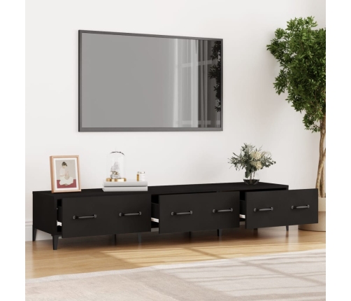 Mueble de TV madera contrachapada negro 150x34,5x30 cm