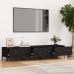 Mueble de TV madera contrachapada negro 150x34,5x30 cm