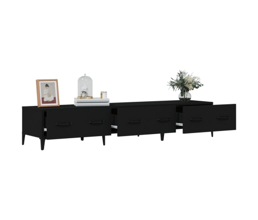 Mueble de TV madera contrachapada negro 150x34,5x30 cm