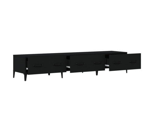 Mueble de TV madera contrachapada negro 150x34,5x30 cm