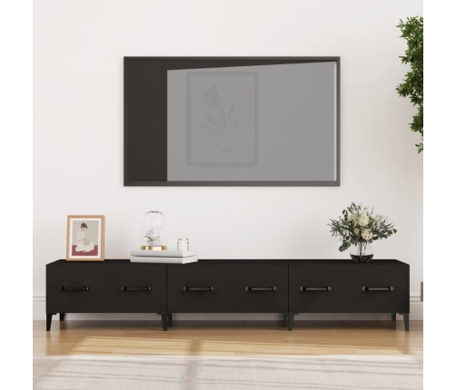 Mueble de TV madera contrachapada negro 150x34,5x30 cm