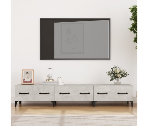 Mueble de TV madera contrachapada gris hormigón 150x34,5x30 cm