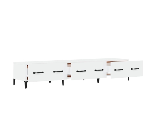 Mueble de TV madera contrachapada blanco brillo 150x34,5x30 cm