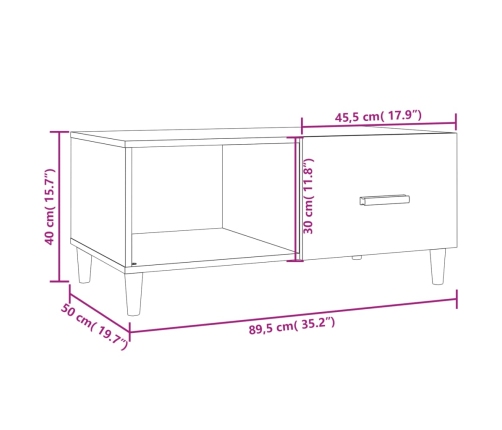 vidaXL Mesa de centro madera de ingeniería blanco 89,5x50x40 cm