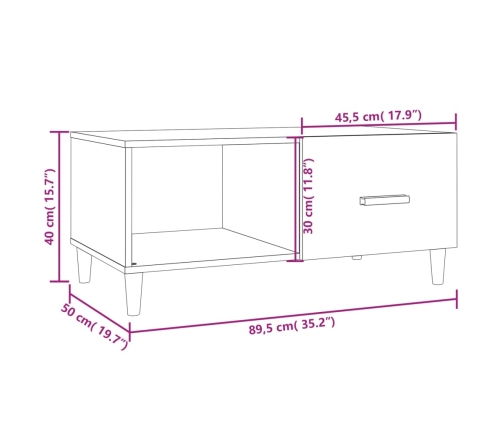 Mesa de centro madera de ingeniería negro 89,5x50x40 cm