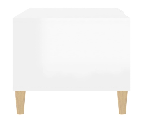 vidaXL Mesa de centro madera contrachapada blanco brillo 89,5x50x40 cm