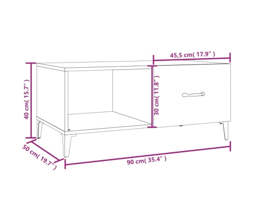 Mesa de centro madera contrachapada negro 90x50x40 cm