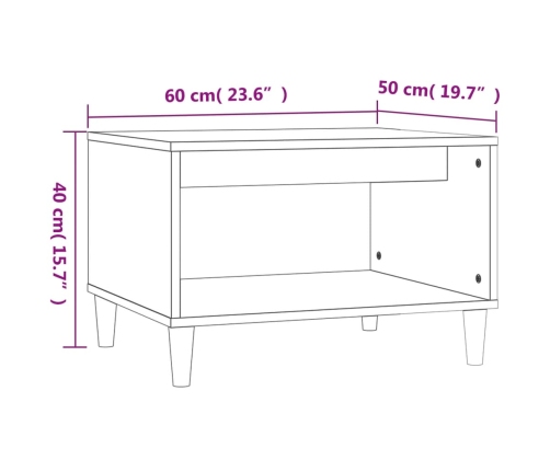 Mesa de centro madera contrachapada blanco 60x50x40 cm