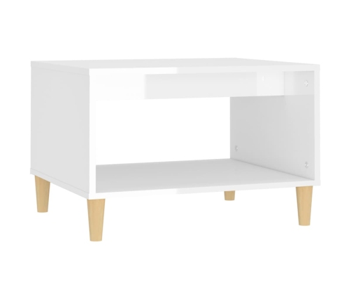 Mesa de centro madera contrachapada blanco brillo 60x50x40 cm