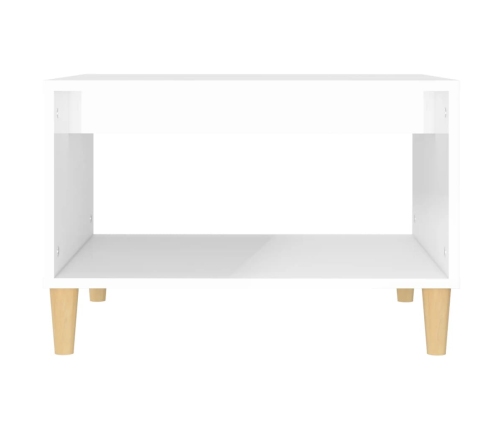 Mesa de centro madera contrachapada blanco brillo 60x50x40 cm