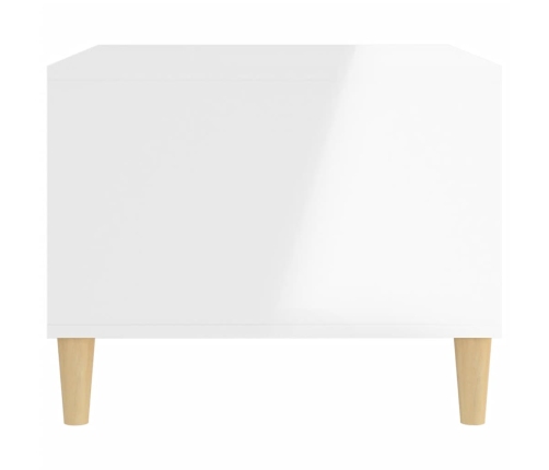 Mesa de centro madera contrachapada blanco brillo 60x50x40 cm