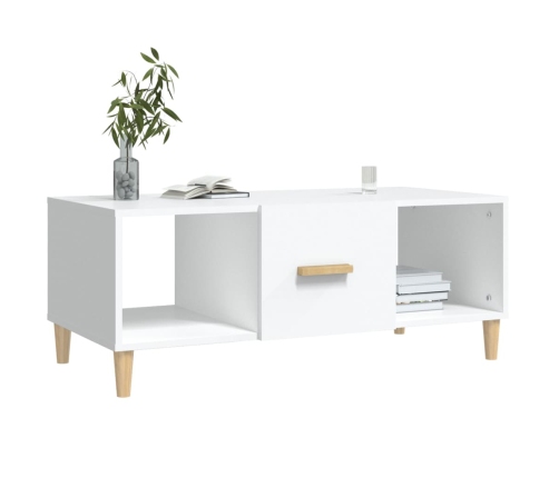 Mesa de centro madera contrachapada blanco 102x50x40 cm