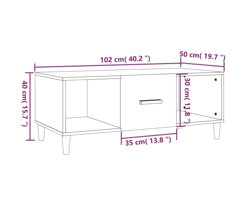 Mesa de centro madera contrachapada negro 102x50x40 cm