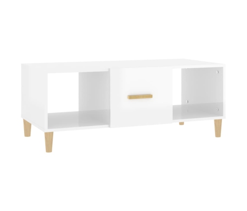 Mesa de centro madera contrachapada blanco brillo 102x50x40 cm