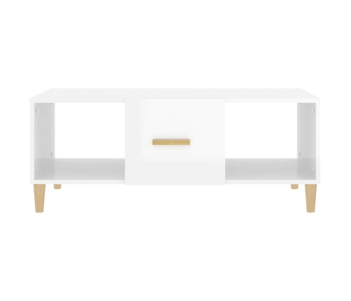 Mesa de centro madera contrachapada blanco brillo 102x50x40 cm