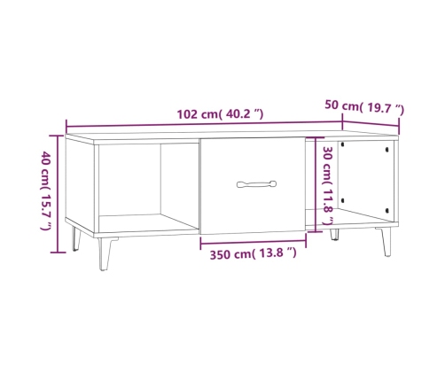 Mesa de centro madera contrachapada blanco 102x50x40 cm