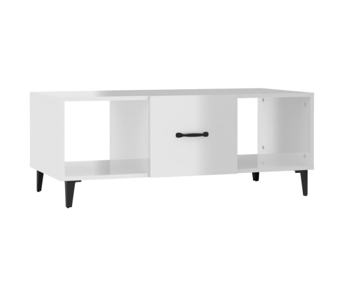 Mesa de centro madera contrachapada blanco brillo 102x50x40 cm