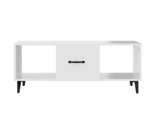 Mesa de centro madera contrachapada blanco brillo 102x50x40 cm