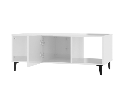 Mesa de centro madera contrachapada blanco brillo 102x50x40 cm