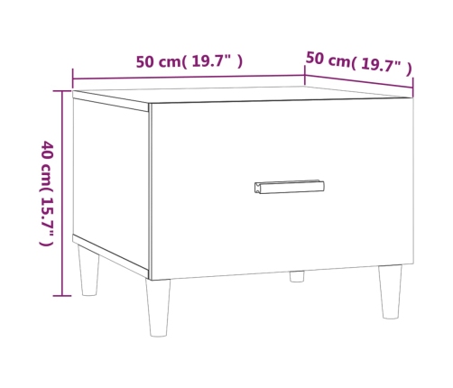 Mesa de centro madera contrachapada blanco 50x50x40 cm