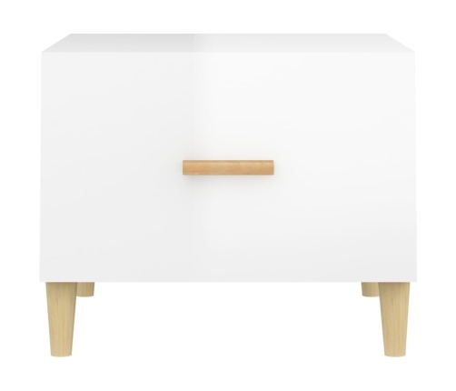 Mesa de centro madera contrachapada brillo blanco 50x50x40 cm