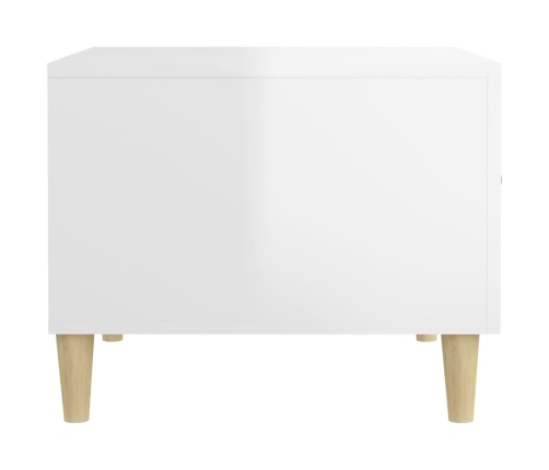 Mesa de centro madera contrachapada brillo blanco 50x50x40 cm