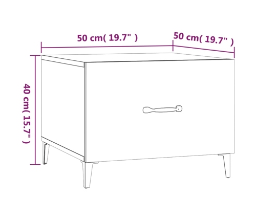 Mesa de centro con patas de metal blanco 50x50x40 cm