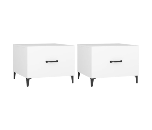 vidaXL Mesa de centro con patas de metal 2 unidades blanco 50x50x40 cm