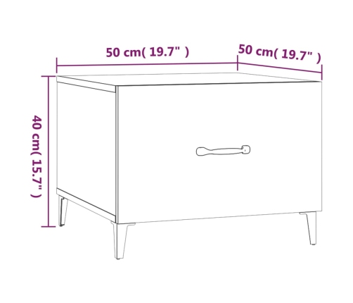 vidaXL Mesa de centro con patas de metal roble Sonoma 50x50x40 cm