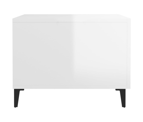 vidaXL Mesa de centro patas de metal 2 uds blanco brillo 50x50x40 cm