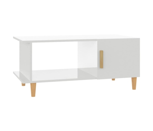 Mesa de centro madera contrachapada blanco brillo 90x50x40 cm