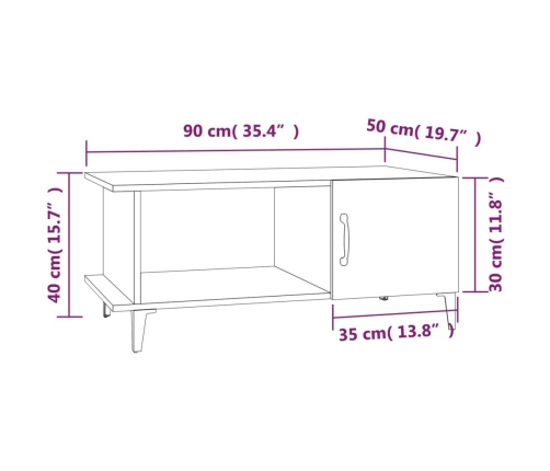 Mesa de centro madera contrachapada gris hormigón 90x50x40 cm