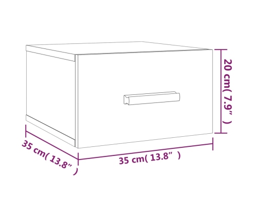 Mesitas de noche de pared 2 uds blanco 35x35x20 cm