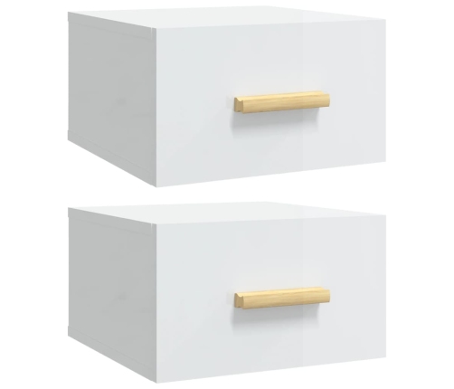 Mesitas de noche de pared 2 uds blanco brillo 35x35x20 cm