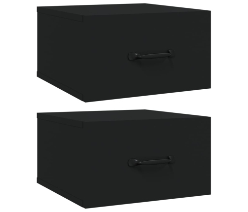 Mesitas de noche de pared 2 uds negro 35x35x20 cm