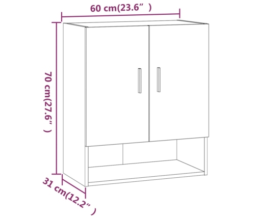 Armario de pared madera contrachapada blanco 60x31x70 cm