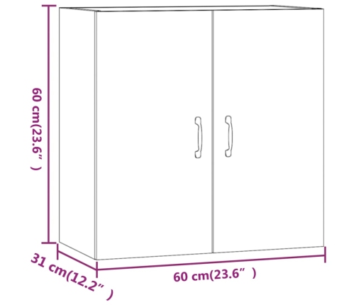 Armario pared madera contrachapada blanco brillo 60x31x60 cm