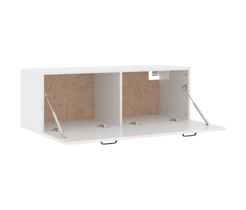 Armario pared madera contrachapada blanco brillo 100x36,5x35 cm