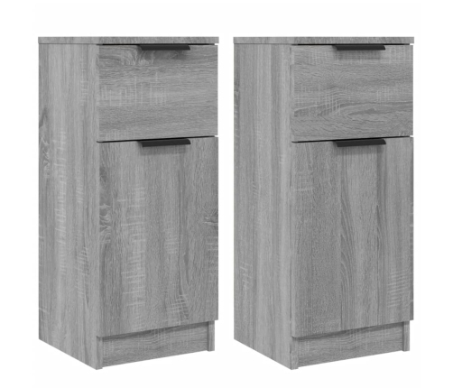 Aparadores 2 uds madera contrachapada gris Sonoma 30x30x70 cm