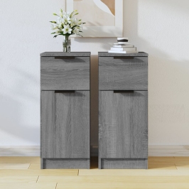 Aparadores 2 uds madera contrachapada gris Sonoma 30x30x70 cm