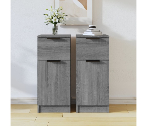 Aparadores 2 uds madera contrachapada gris Sonoma 30x30x70 cm