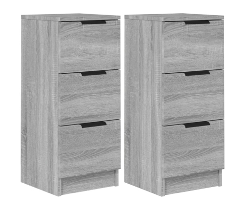 Aparadores 2 uds madera contrachapada gris Sonoma 30x30x70 cm