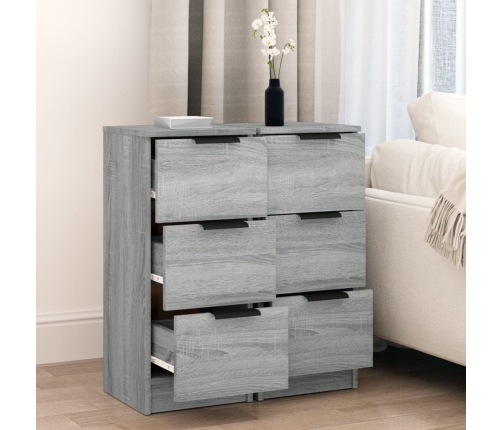 Aparadores 2 uds madera contrachapada gris Sonoma 30x30x70 cm