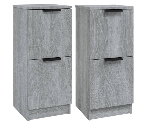 Aparadores 2 uds madera contrachapada gris Sonoma 30x30x70 cm